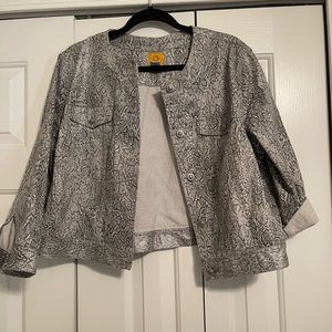 Grey snake print denim jacket